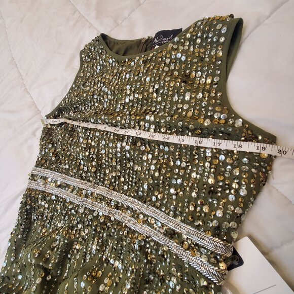 Mac Duggal Sleeveless Sequin Column Gown Olive Green 93603 Size 10 - Picture 5 of 11